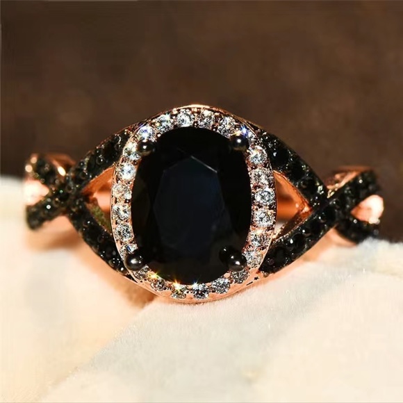 🖤 New Large Oval Stone Ring Wedding Party Engagement Ring for woman - Picture 9 of 9